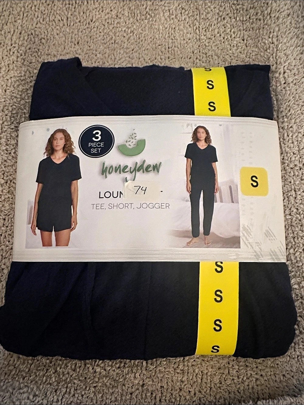 honeydew Lounge Tee, Short, Jogger 3-Piece Set 3-Piece Pajama Set in navy small